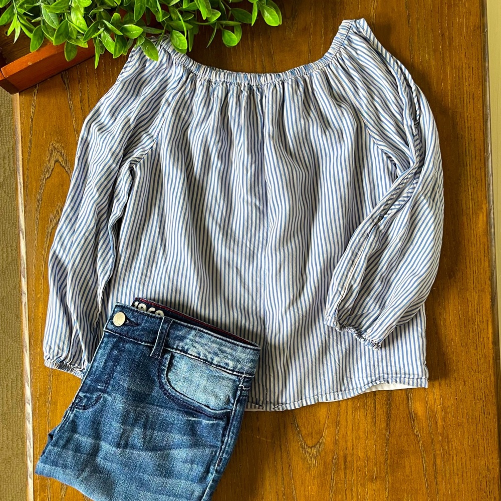 Abercrombie Kids Striped Off/Open Shoulder Blouse